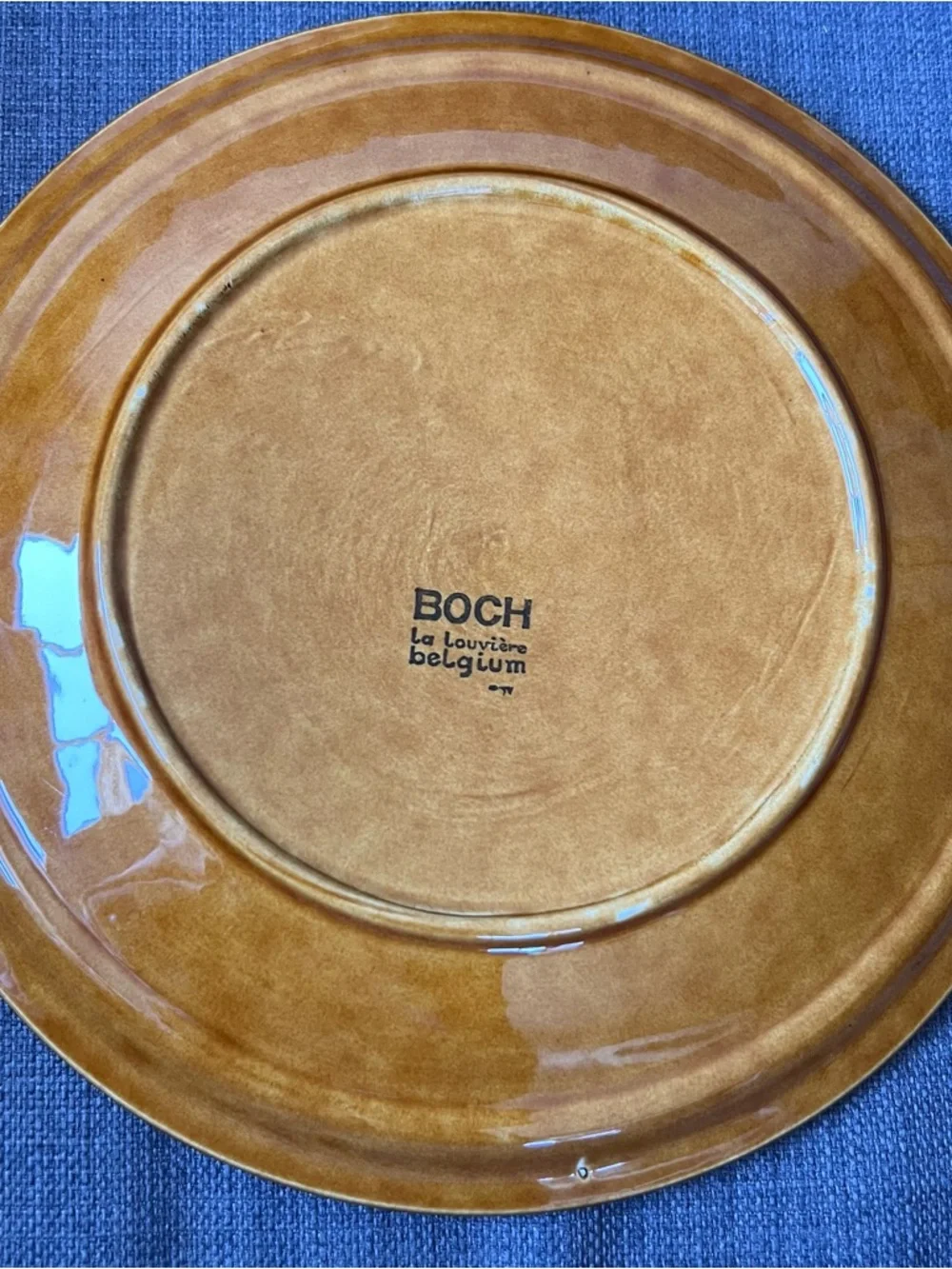 Amber-Tone Boch La Louviere Glazed Ceramic Divided Serving Dish Belgium set of 6